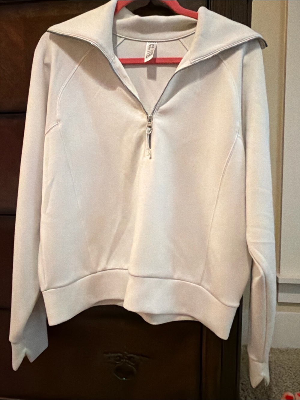 SPANX Cream Half-Zip Pullover Sweatshirt